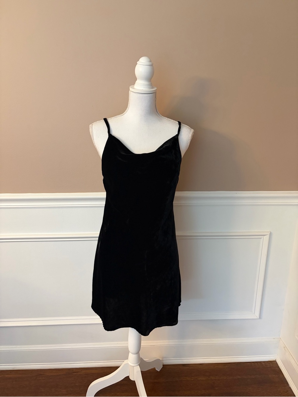 Olivaceous Black Velvet Mini Slip Dress